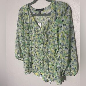 White House Black Market Blouse in Michelle Floral Tart